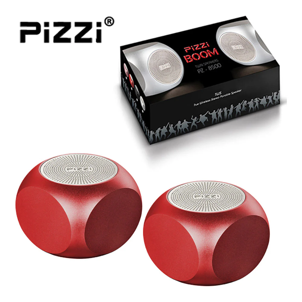 זוג רמקולים PiZZi Boom עוצמתיים בצבע אדום