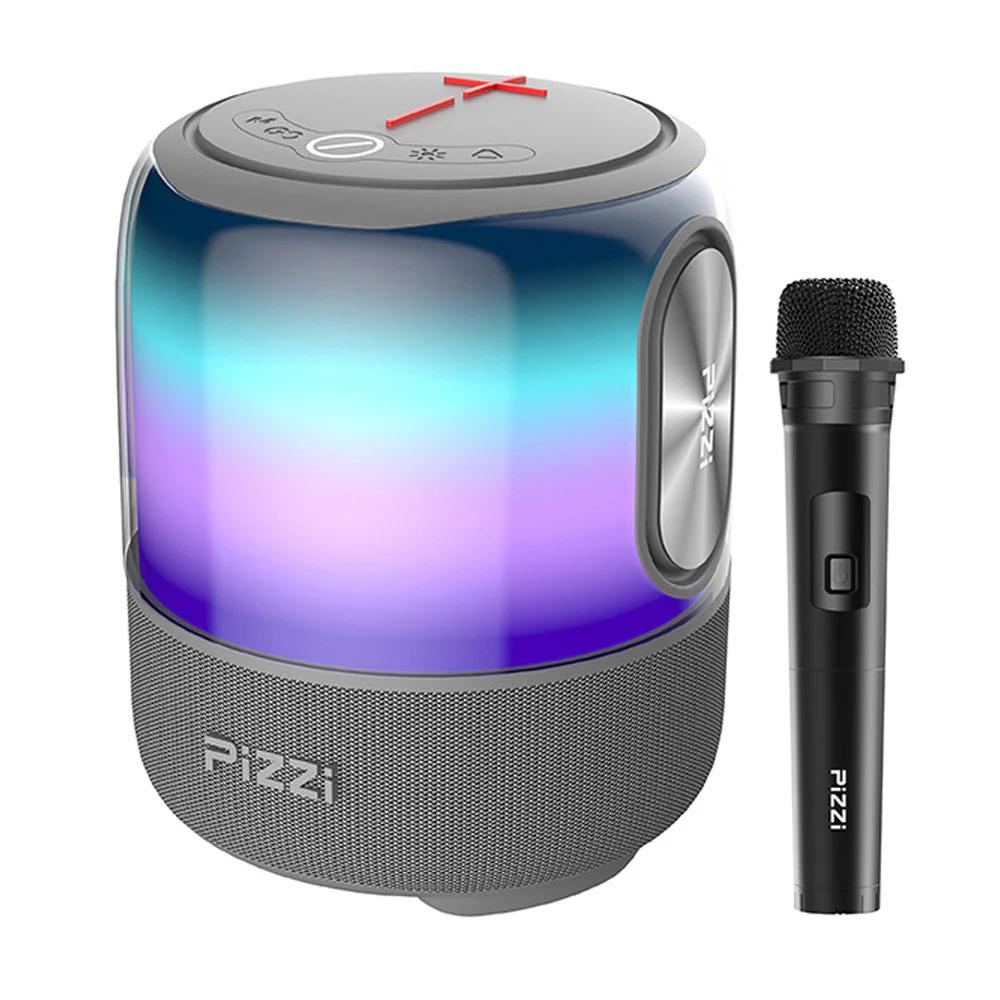 רמקול PiZZi Thunder Bass עוצמתי 60W סאונד מדהים, תאורת לד מתחלפת עם מיקרופון אלחוטי