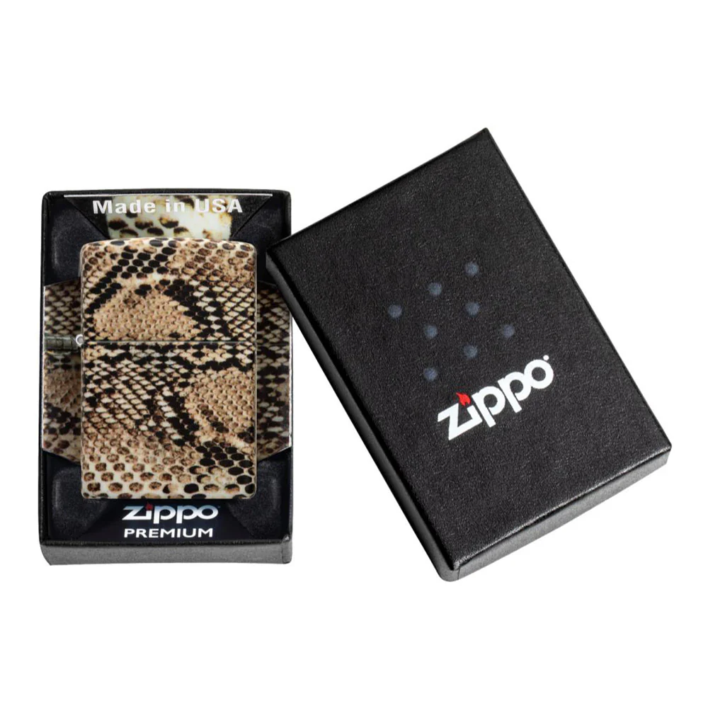 מצית זיפו הדפס עור נחש חום - Image 10