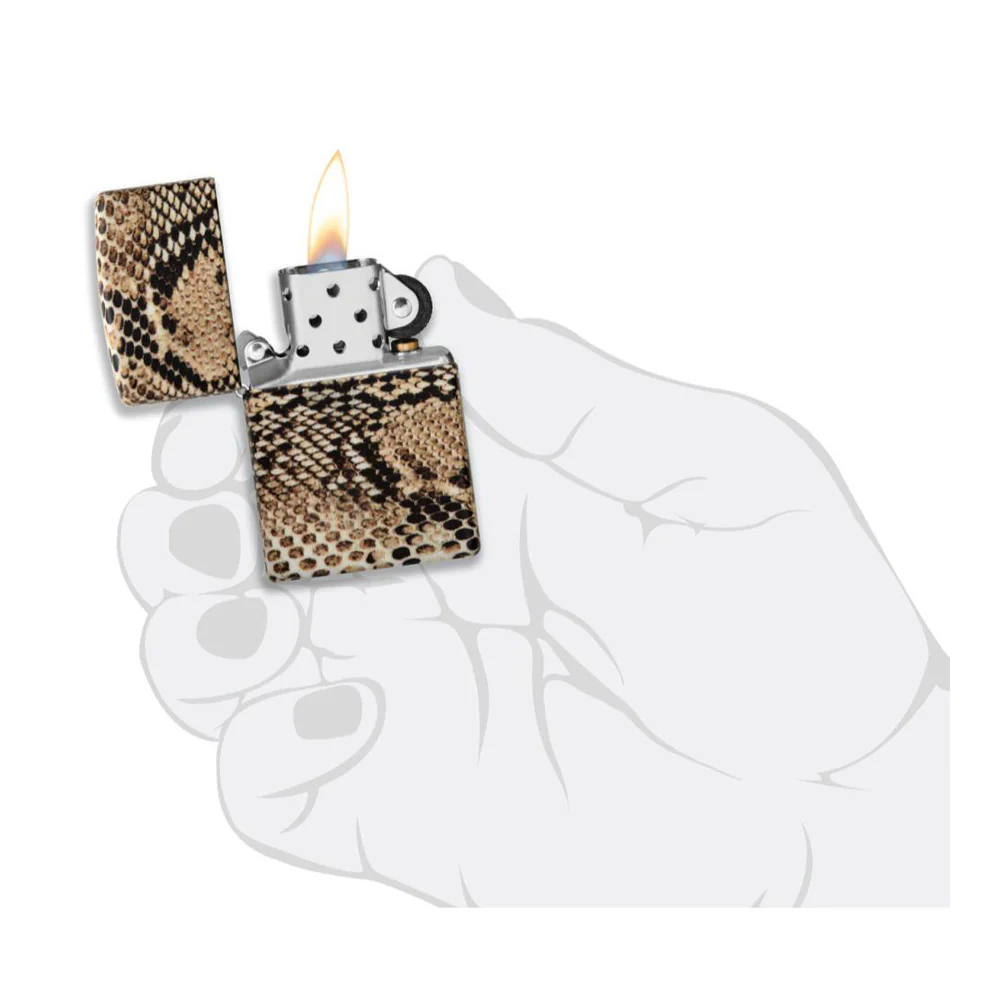 מצית זיפו הדפס עור נחש חום - Image 5